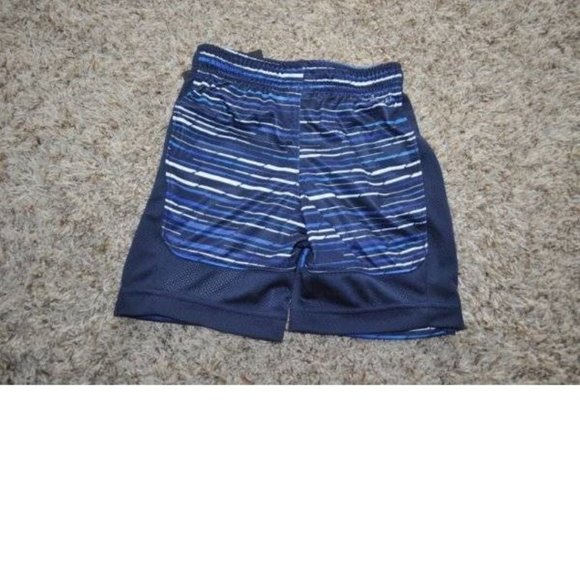 Boys Nike Shorts 4 Blue Striped Elastic Drawstring Waist Dri Fit Athletic - Picture 4 of 4